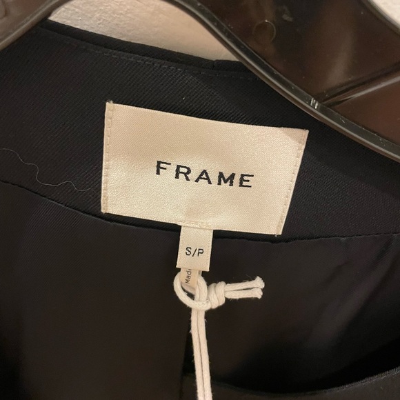 Frame Button Front Blazer Jacket in Navy Blue - Picture 6 of 7